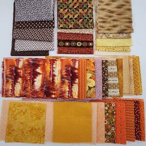 Quilting Craft Fabric Lot Autumn Fall Cotton 5" Strips Floral Geometric 5-44" Lo